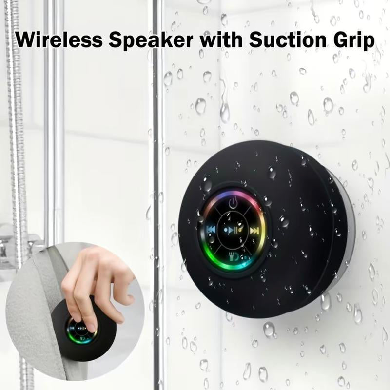 【FREE Shipping】Waterproof Bluetooth Shower Speaker with LED, IPX4 Portable Wireless Hands-Free Mini Speaker, USB Rechargeable for Bath Beach Home - Audio, Smartphone Water Speaker