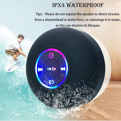 【FREE Shipping】Waterproof Bluetooth Shower Speaker with LED, IPX4 Portable Wireless Hands-Free Mini Speaker, USB Rechargeable for Bath Beach Home - Audio, Smartphone Water Speaker