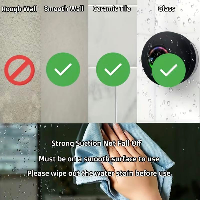 【FREE Shipping】Waterproof Bluetooth Shower Speaker with LED, IPX4 Portable Wireless Hands-Free Mini Speaker, USB Rechargeable for Bath Beach Home - Audio, Smartphone Water Speaker